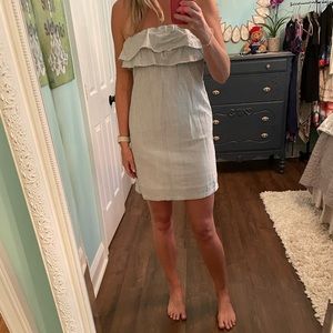 Southern Frock Strapless Seersucker Dress with Ruffle